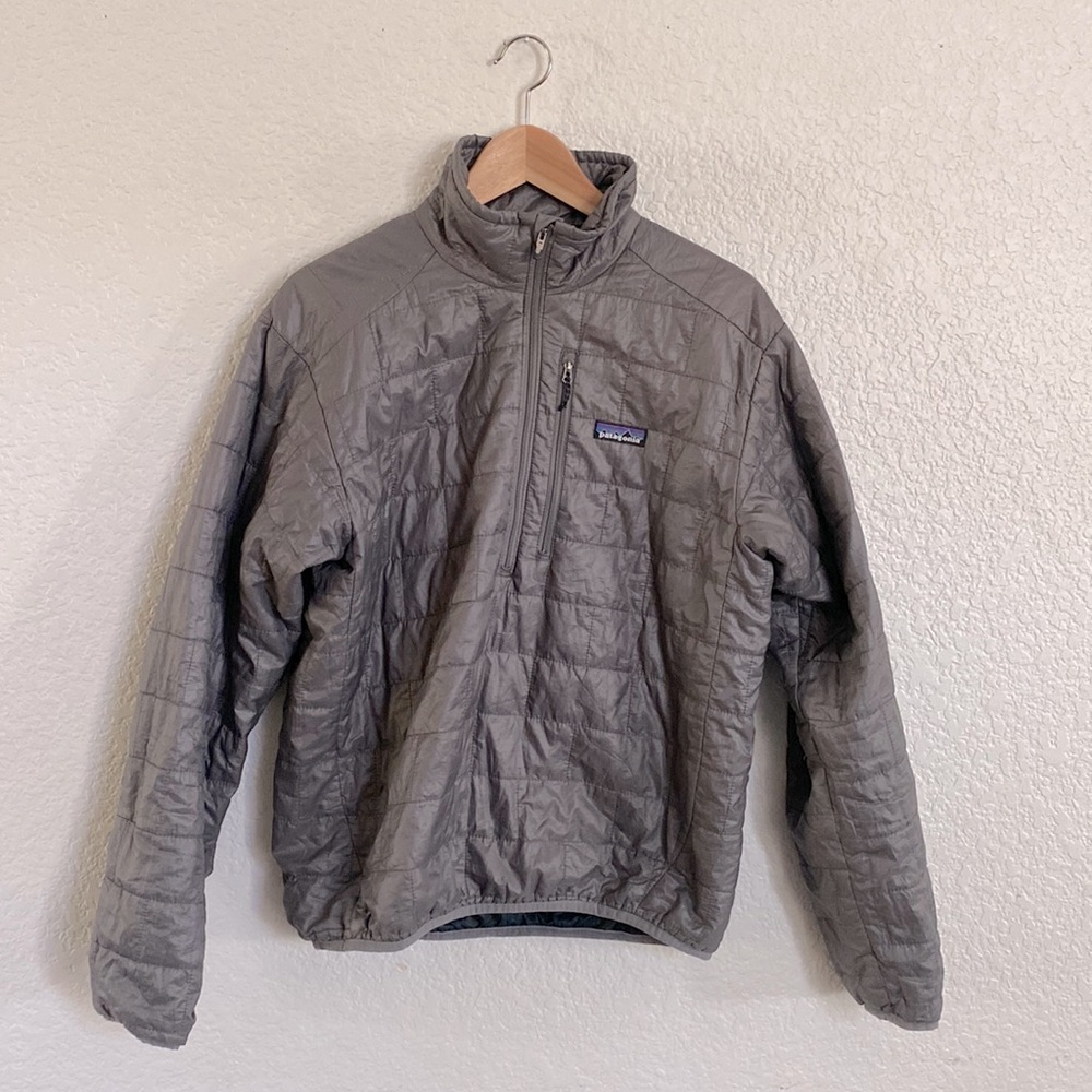 Patagonia half zip nano puff jacket pullover sweater in grey mens small